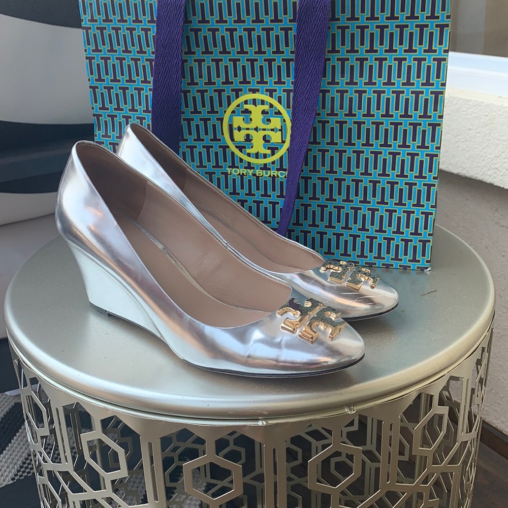 Tory Burch Silver Wedge Heel